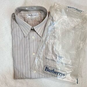 Vintage New Burberry Men’s Long Sleeve Button Down 100% Cotton Shirt Sz 16.5/36 